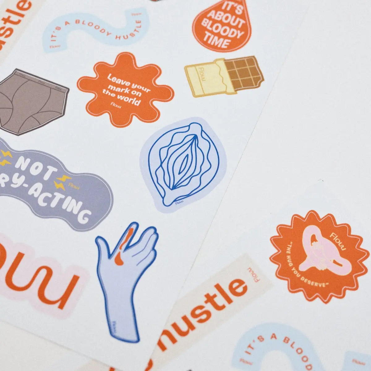 Bloody Hustle sticker sheet Flow Intimates