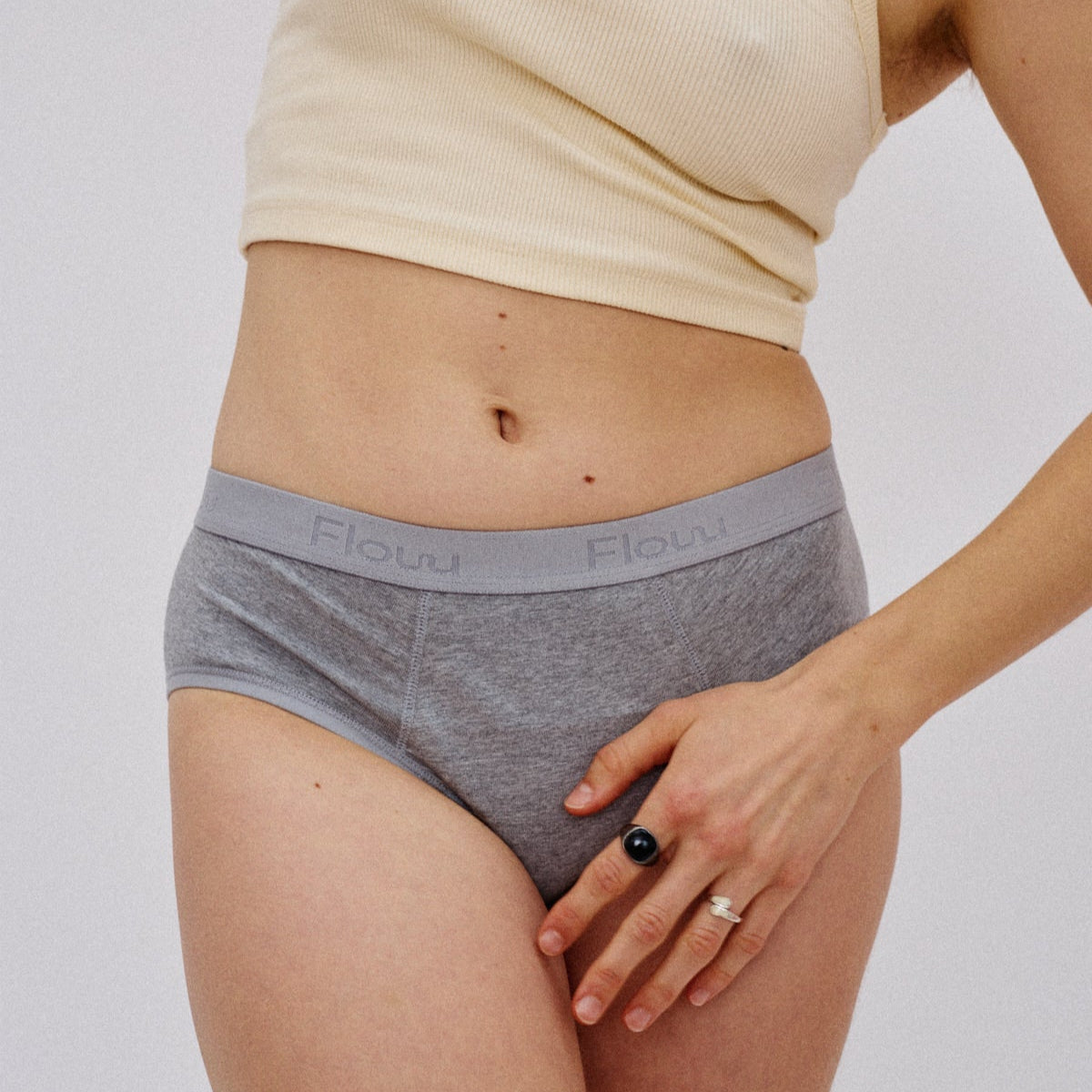 Period Flow Brief - low rise - grey